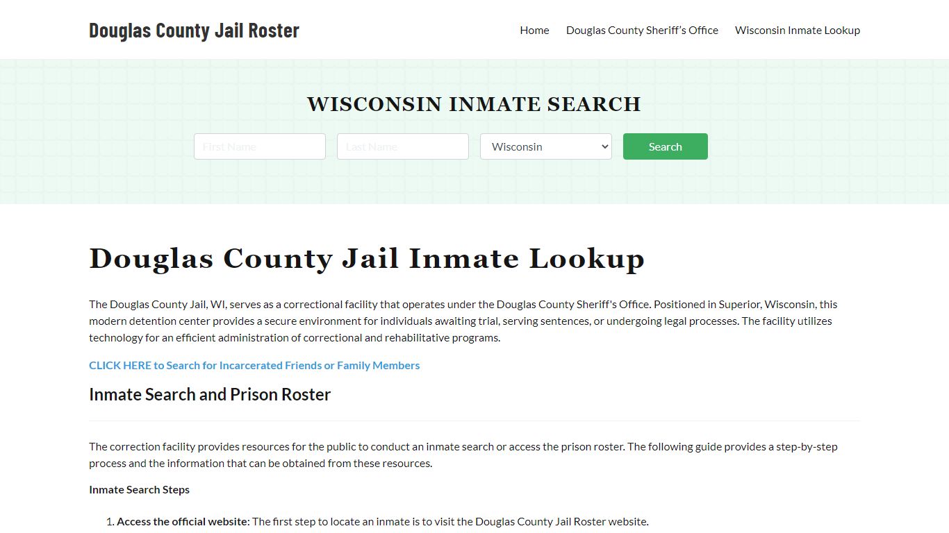 Douglas County Jail Roster Lookup, WI, Inmate Search