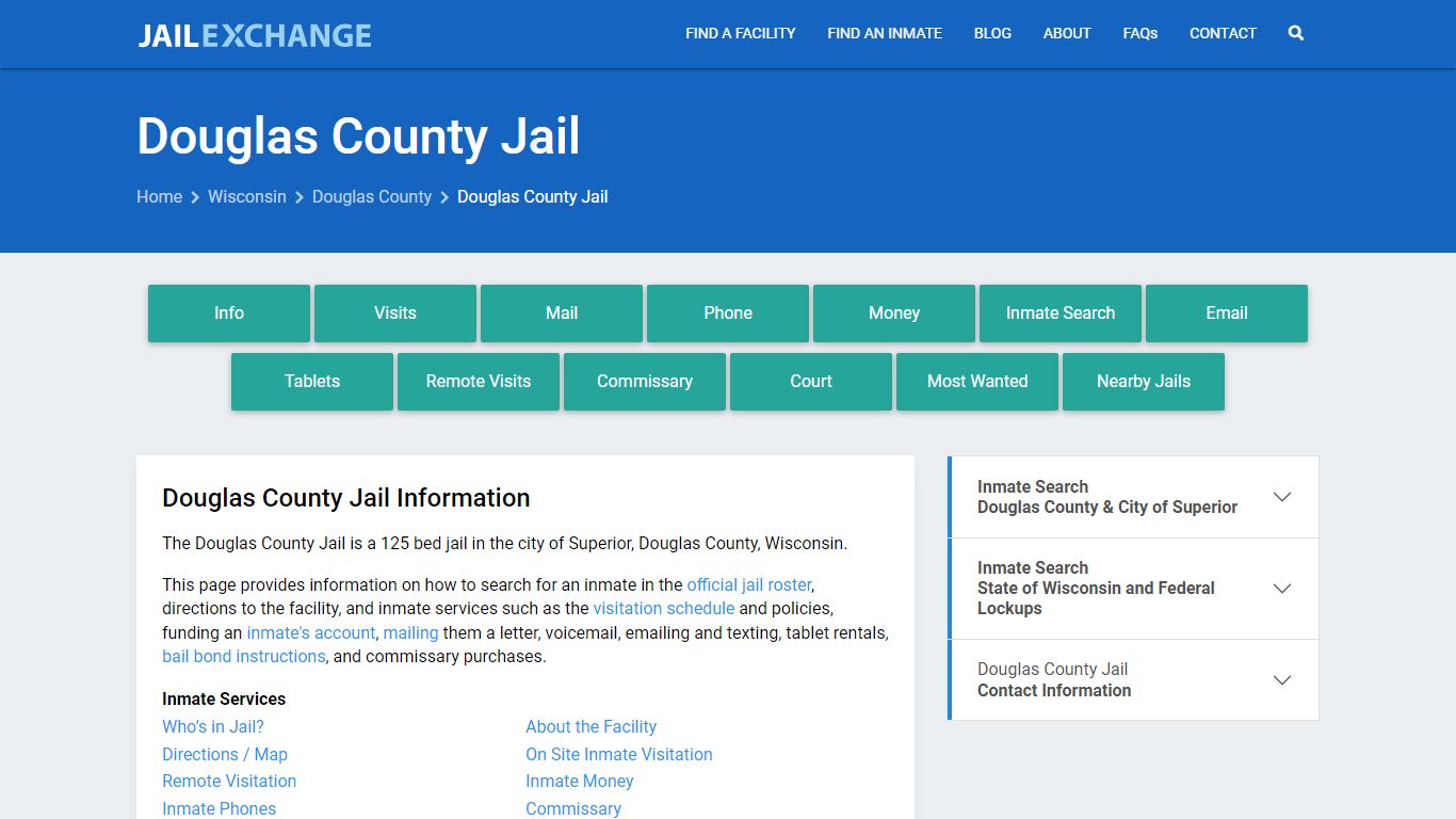 Douglas County Jail, WI Inmate Search, Information